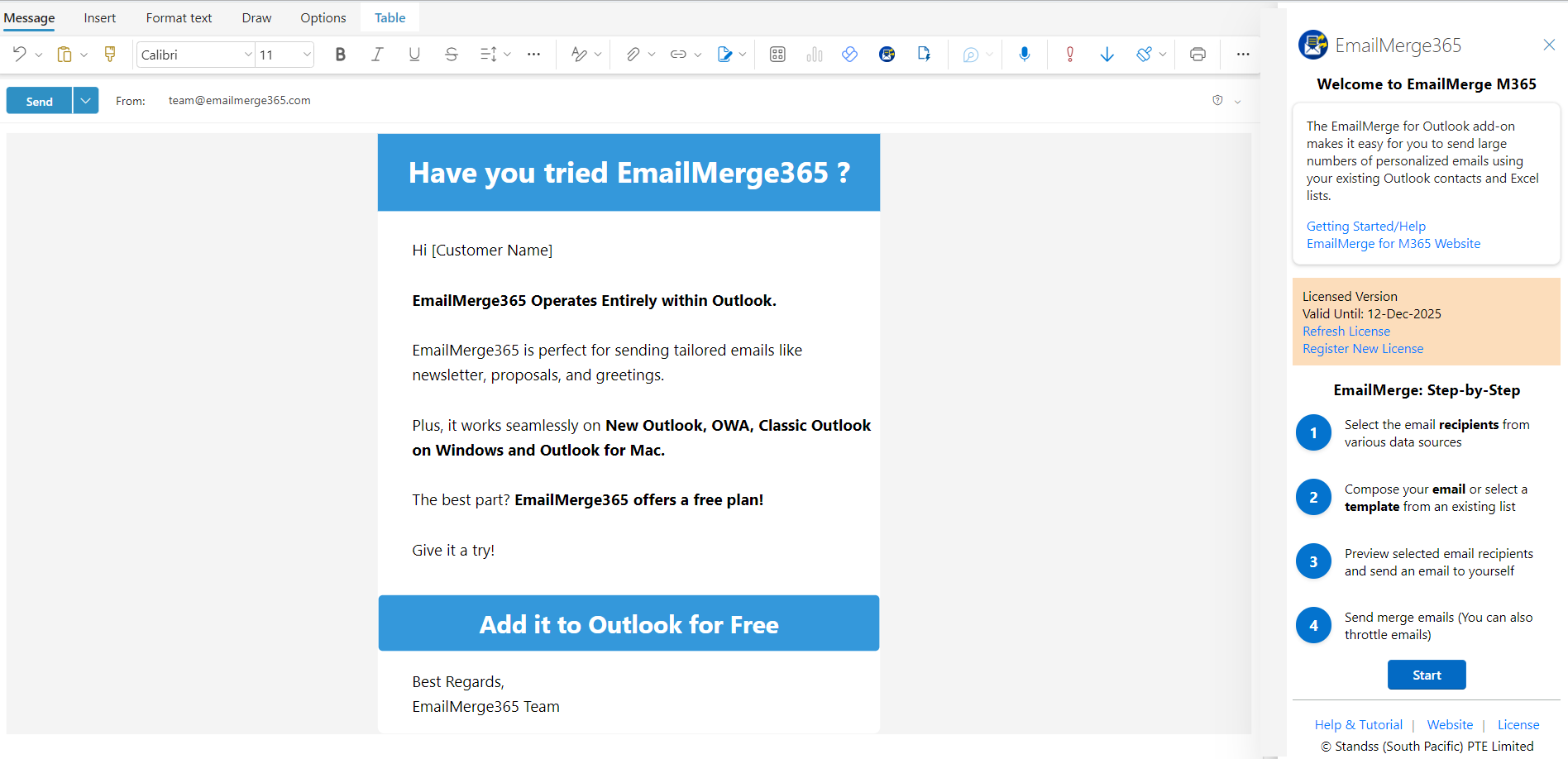 EmailMerge365 for Outlook